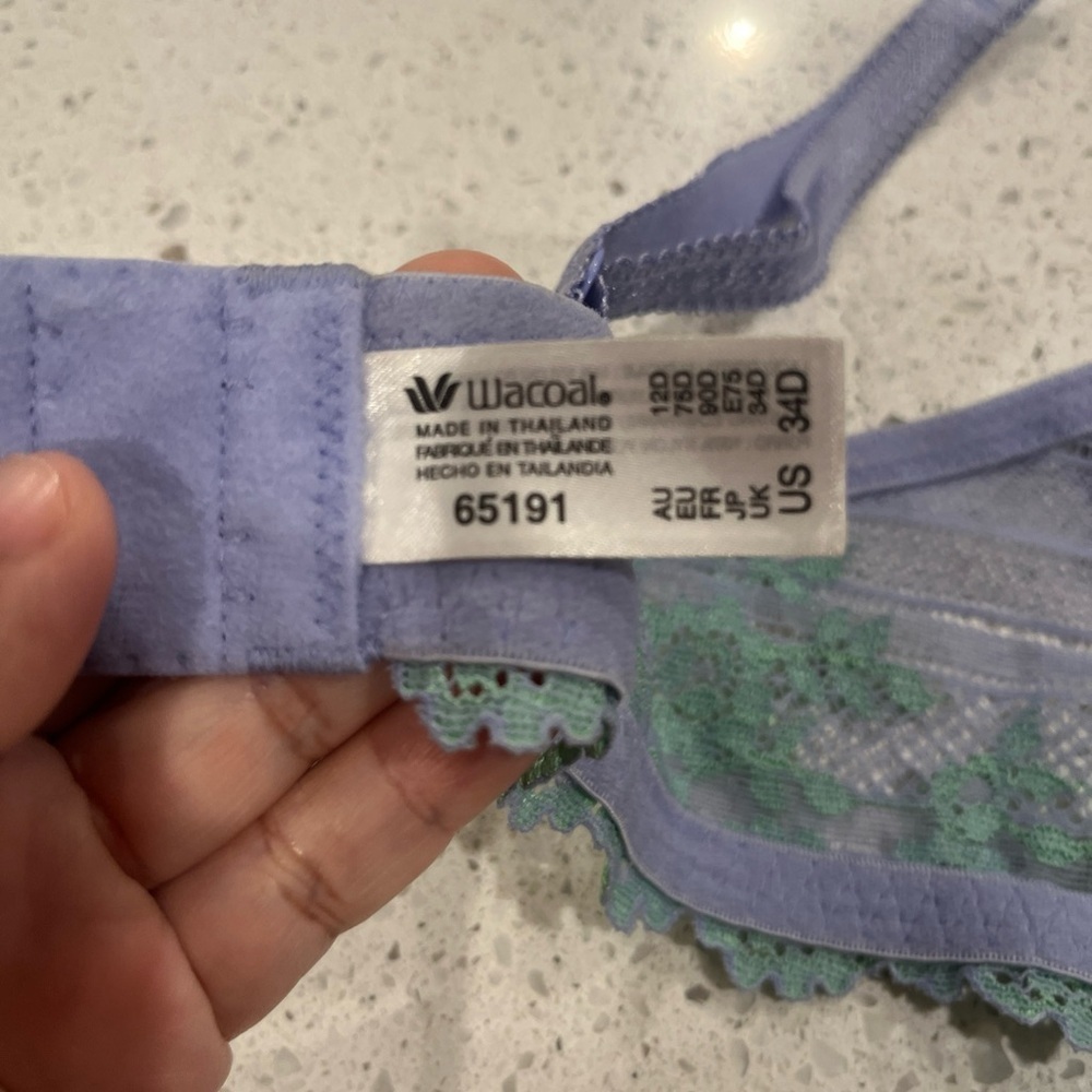 Wacoal Lace Overlay Bra - Blue and Green - Picture 5 of 7